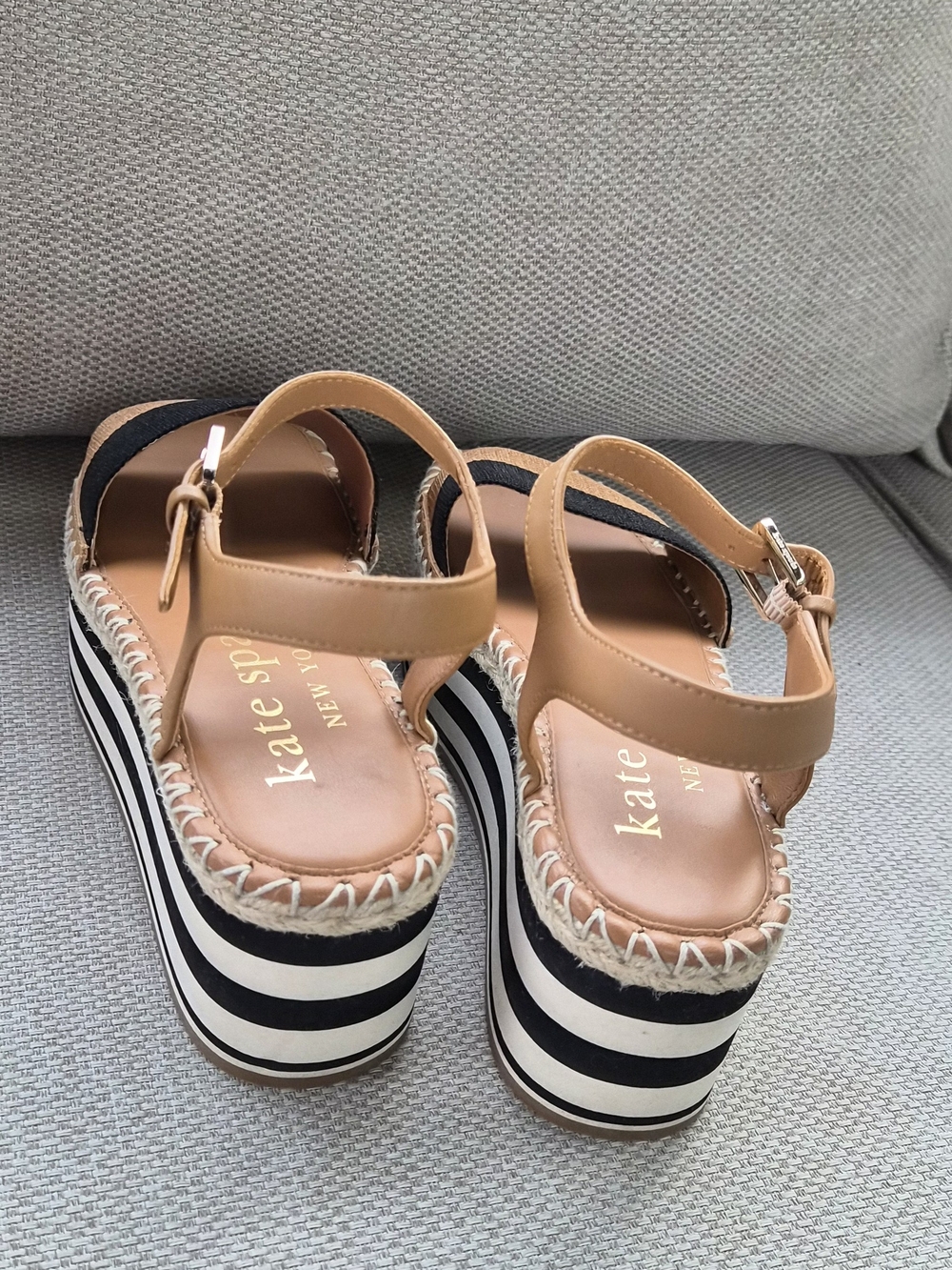 kate spade Tan and Black Striped Slingback Espadrilles - Picture 3 of 7